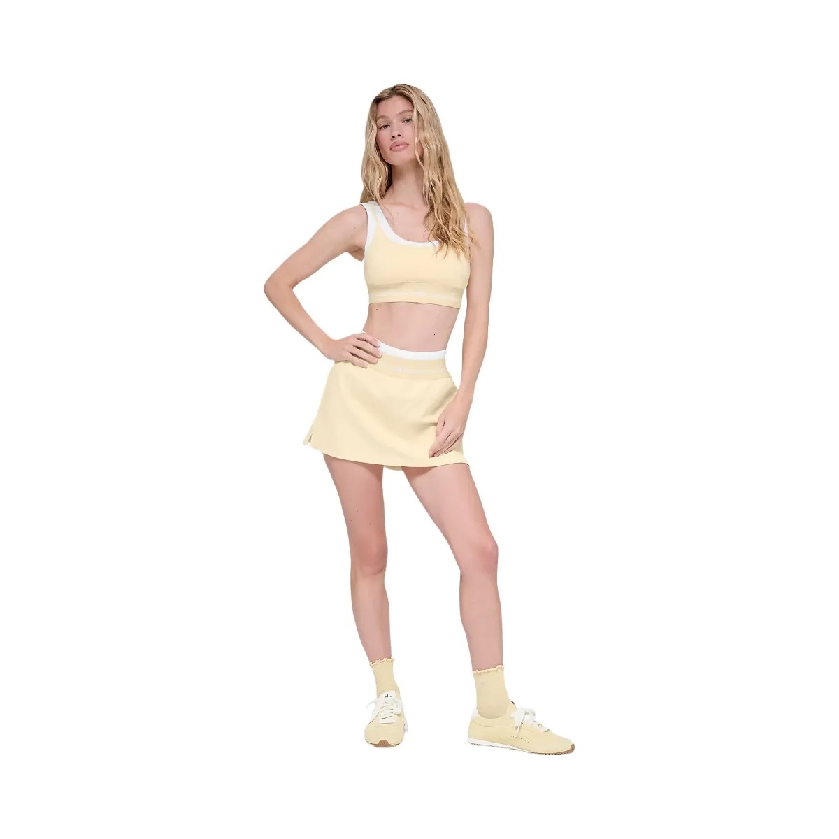 Alo Women's Airbrush Better Together Bra - Candlelight Yellow/White - HypeFly India View 4