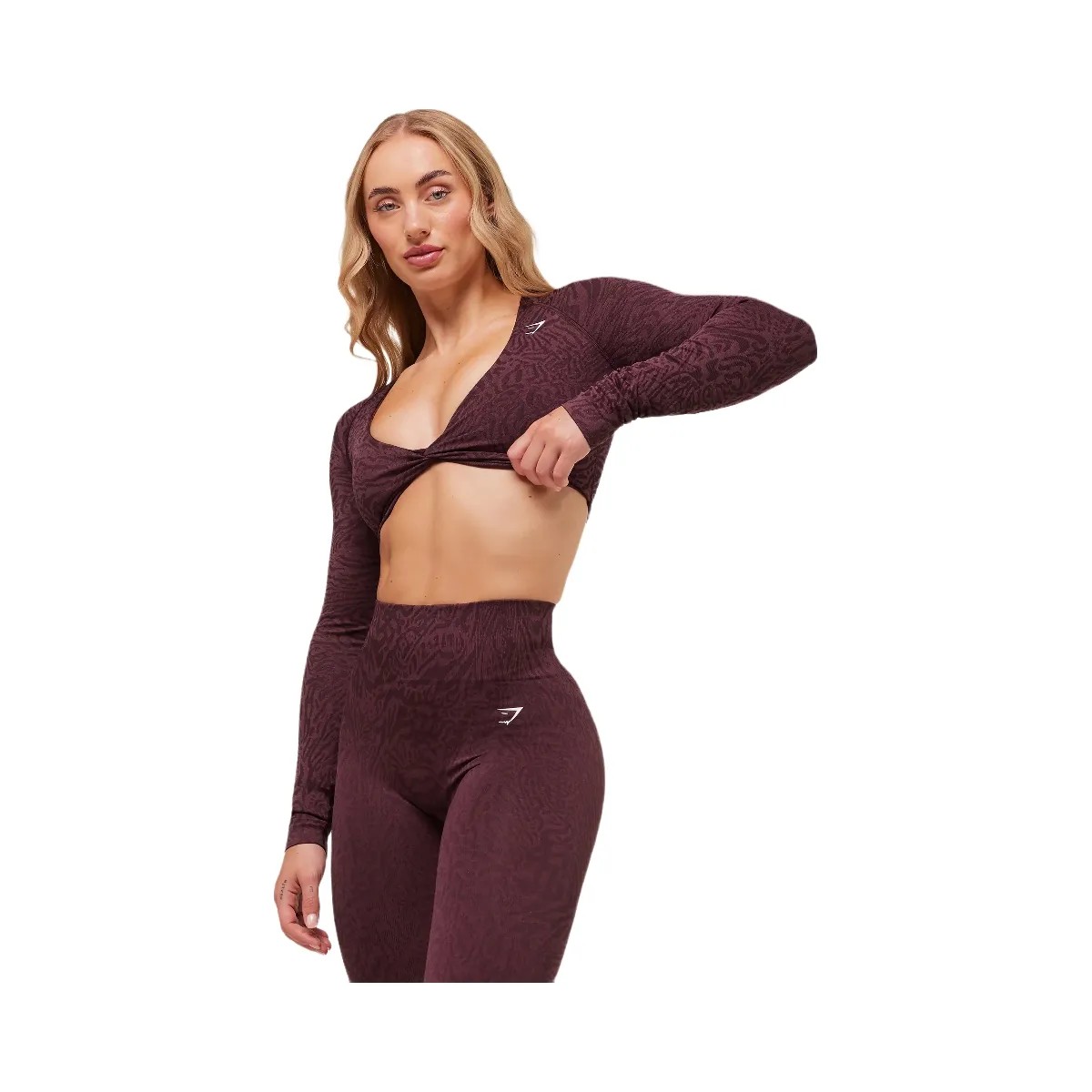 Gymshark Adapt Animal Long Sleeve Crop Top - Cherry Purple/Reset Pink - HypeFly India View 6