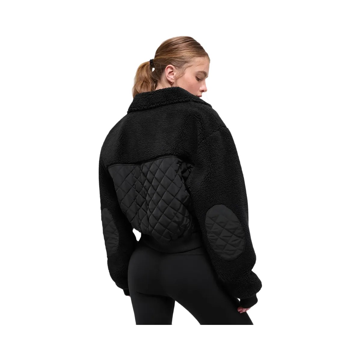 Alo Women's Sherpa Edge Bomber - Black - HypeFly India View 3