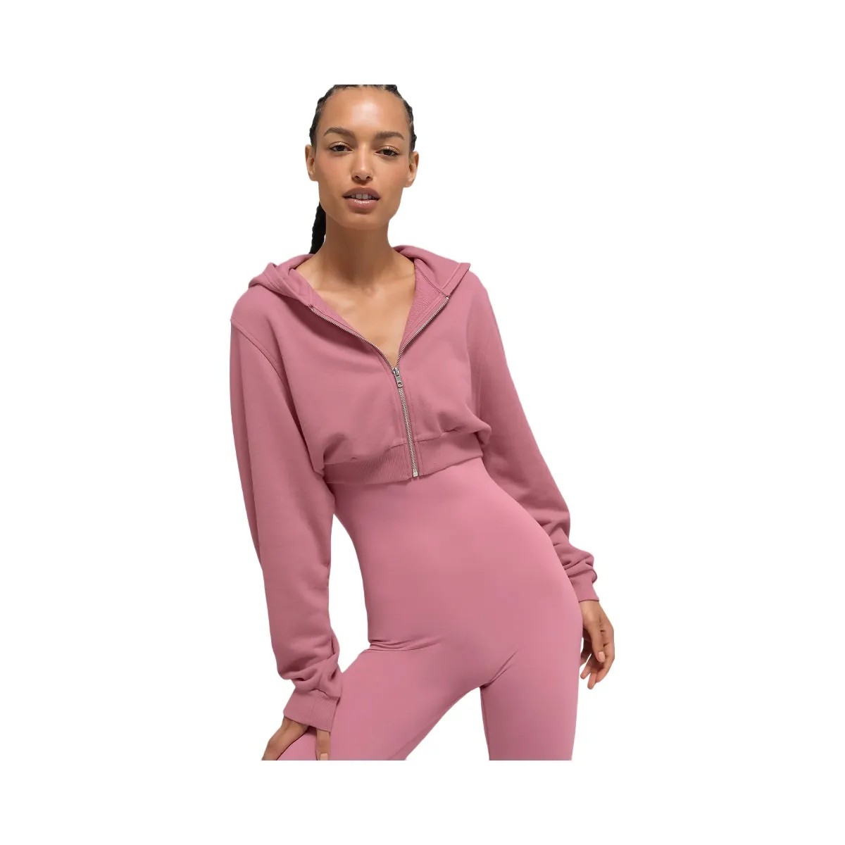 Alo Women's Sweet Escape Zip Up Hoodie - Pink Wild Rose - HypeFly India View 1