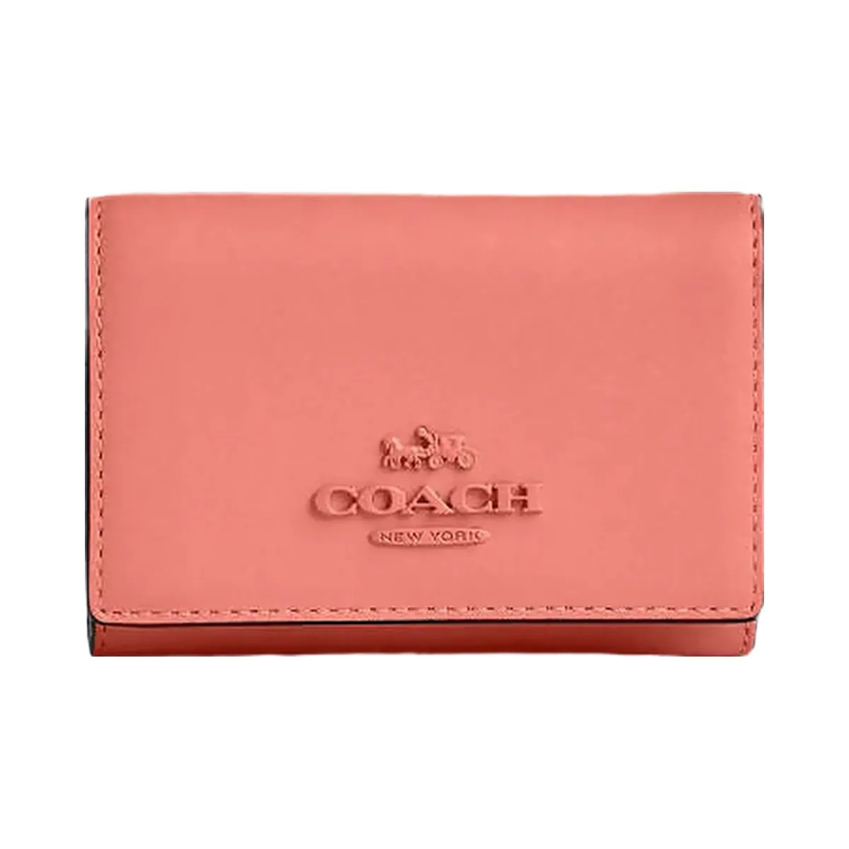 Coach Micro Wallet Leather-Gold-Bright Coral - HypeFly India View 4