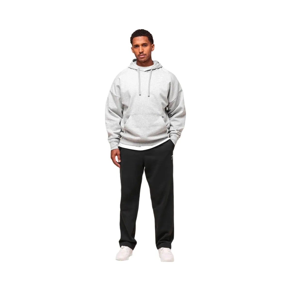 Gymshark Crest Oversized Hoodie - Light Grey Marl - HypeFly India View 4
