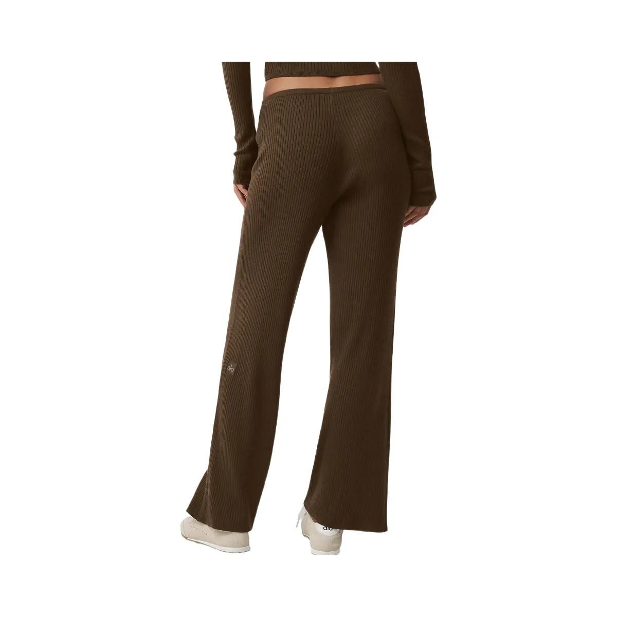 Alo Women's Sweater Knit Mid-Rise Unwind Wide Leg Pant - Espresso - HypeFly India View 1