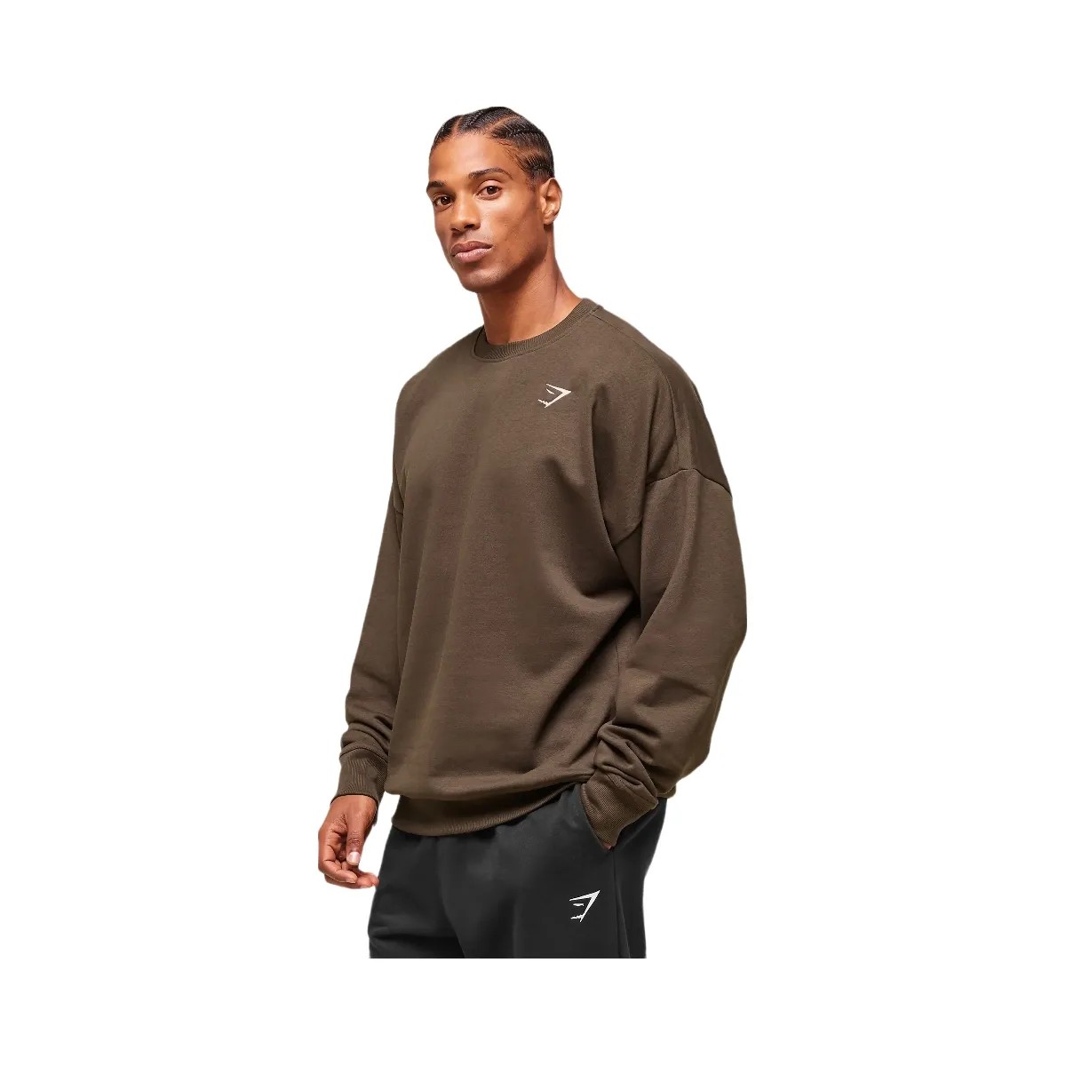 Gymshark Crest Oversized Crew - Archive Brown - HypeFly India View 2