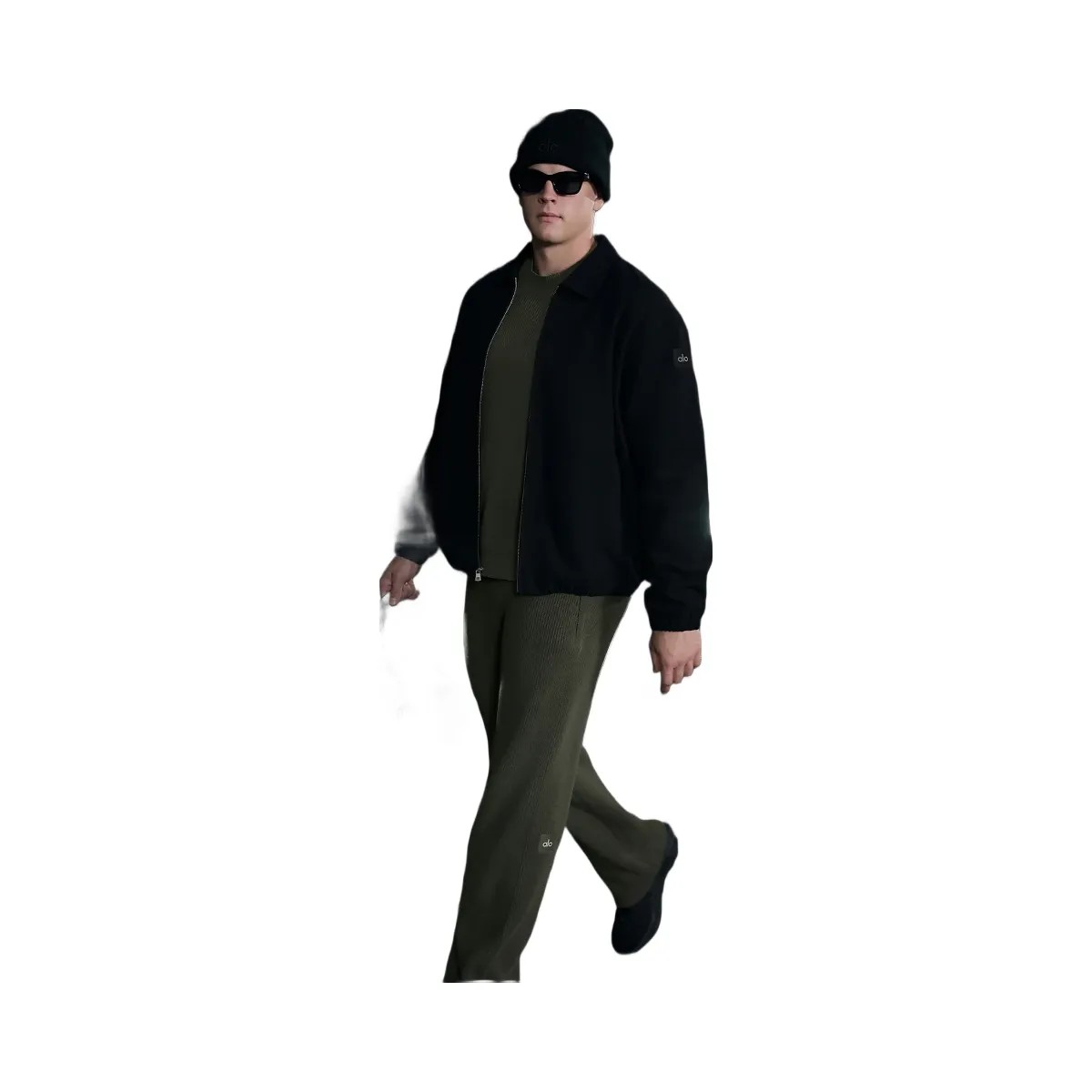 Alo Men's Domain Rib Knit Sweatpant - Green Olive - HypeFly India View 5