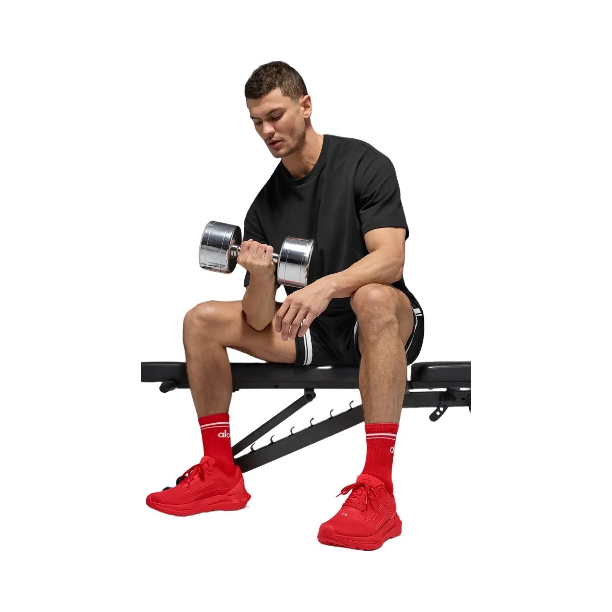 Alo Unisex Half-Crew Throwback Sock - Bright Red/White - HypeFly India View 3
