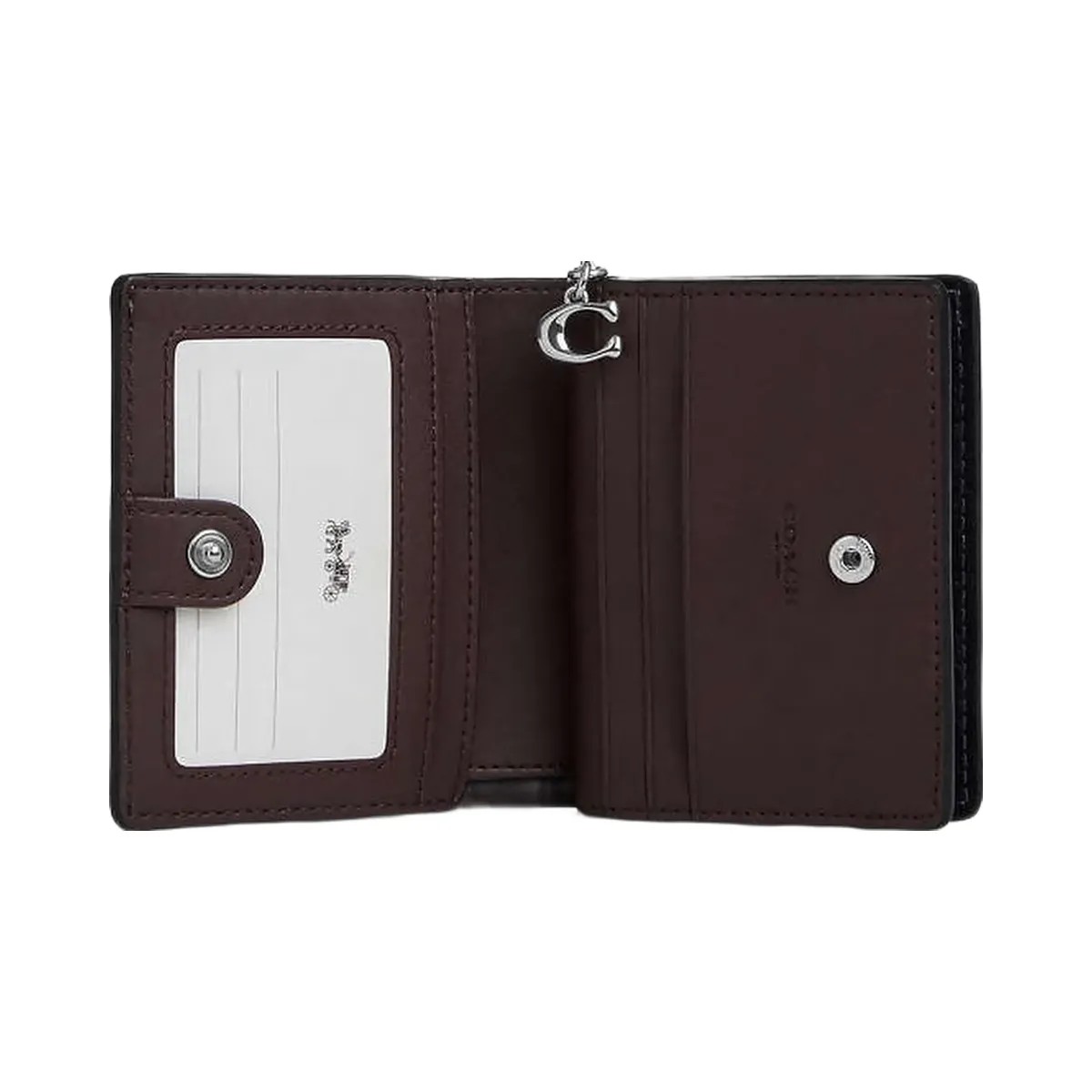 Coach Snap Wallet Pebbled Leather-Silver-Black - HypeFly India View 2