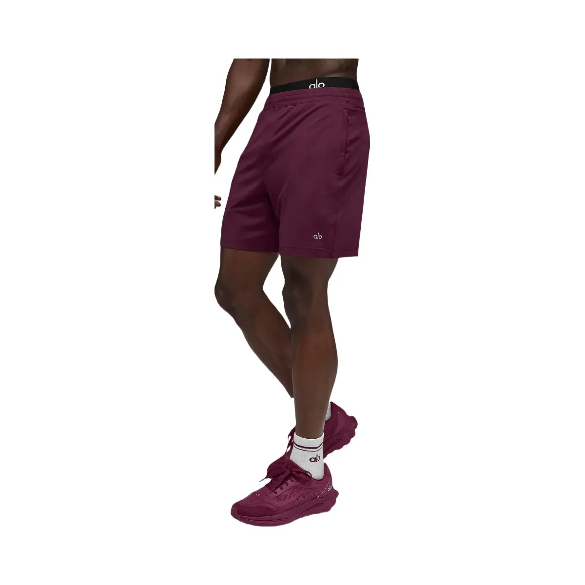 Alo Men's 7" Conquer React Performance Short - Burgundy - HypeFly India View 4