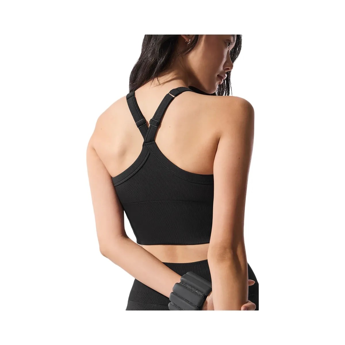 Alo Women's Seamless Ribbed Favorite Bra Tank - Black - HypeFly India View 3