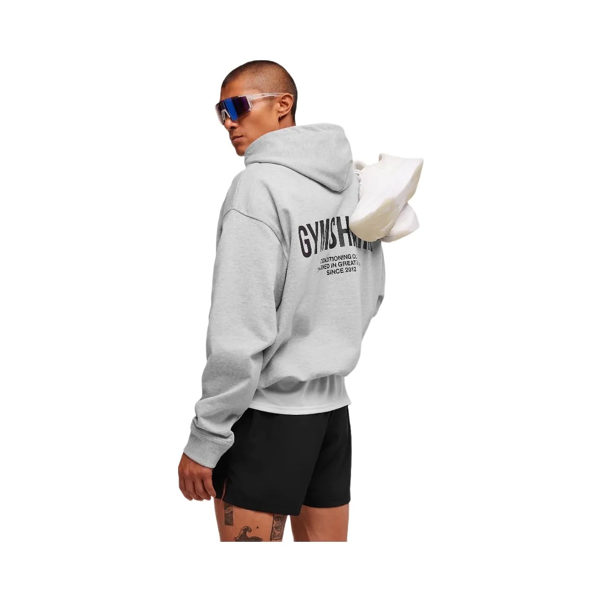 Gymshark Conditioning Club Hoodie - Light Grey Core Marl - HypeFly India View 2