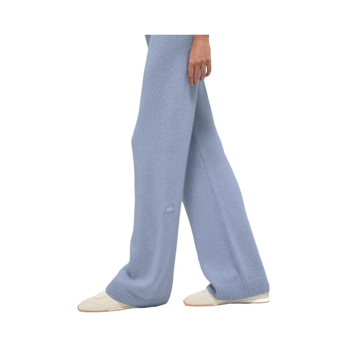 Alo Women's Wool Cashmere High-Waist New Class Wide Leg Pant - Winter Frost - HypeFly India View 3