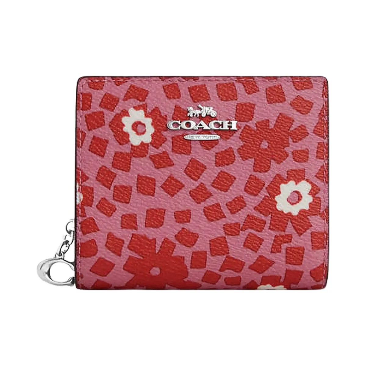 Coach Snap Wallet With Floral Print Silver-Pink Multi - HypeFly India View 4
