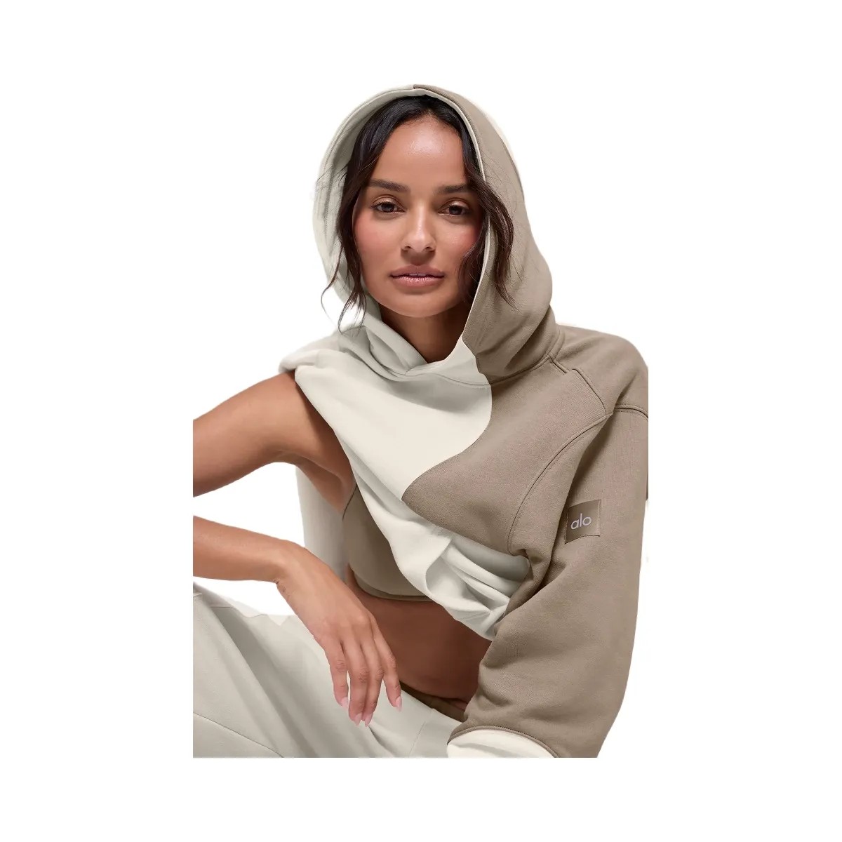 Alo Women's Make Waves Hoodie - Ivory/Bone/Gravel - HypeFly India View 2