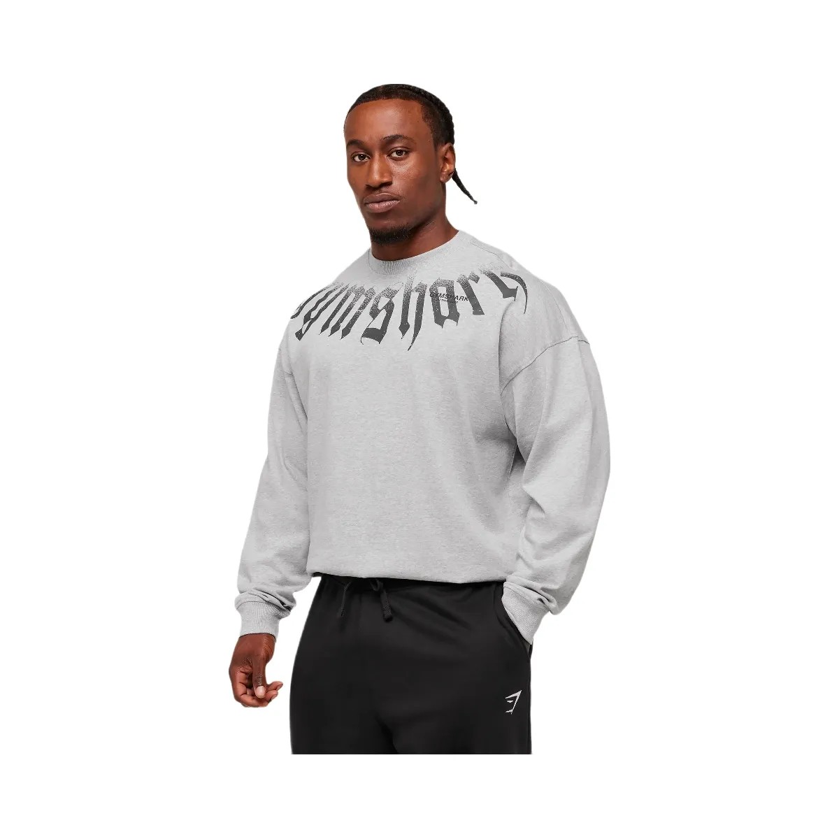 Gymshark Fade Graphic Long Sleeve T-Shirt - Light Grey Core Marl - HypeFly India View 3