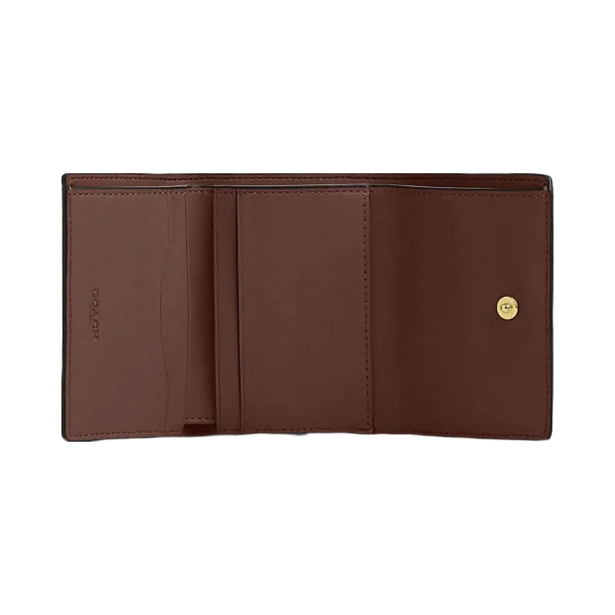 Coach Card Holder Wallet In Signature Canvas Signature Canvas-Gold-Tan-Brown - HypeFly India View 3