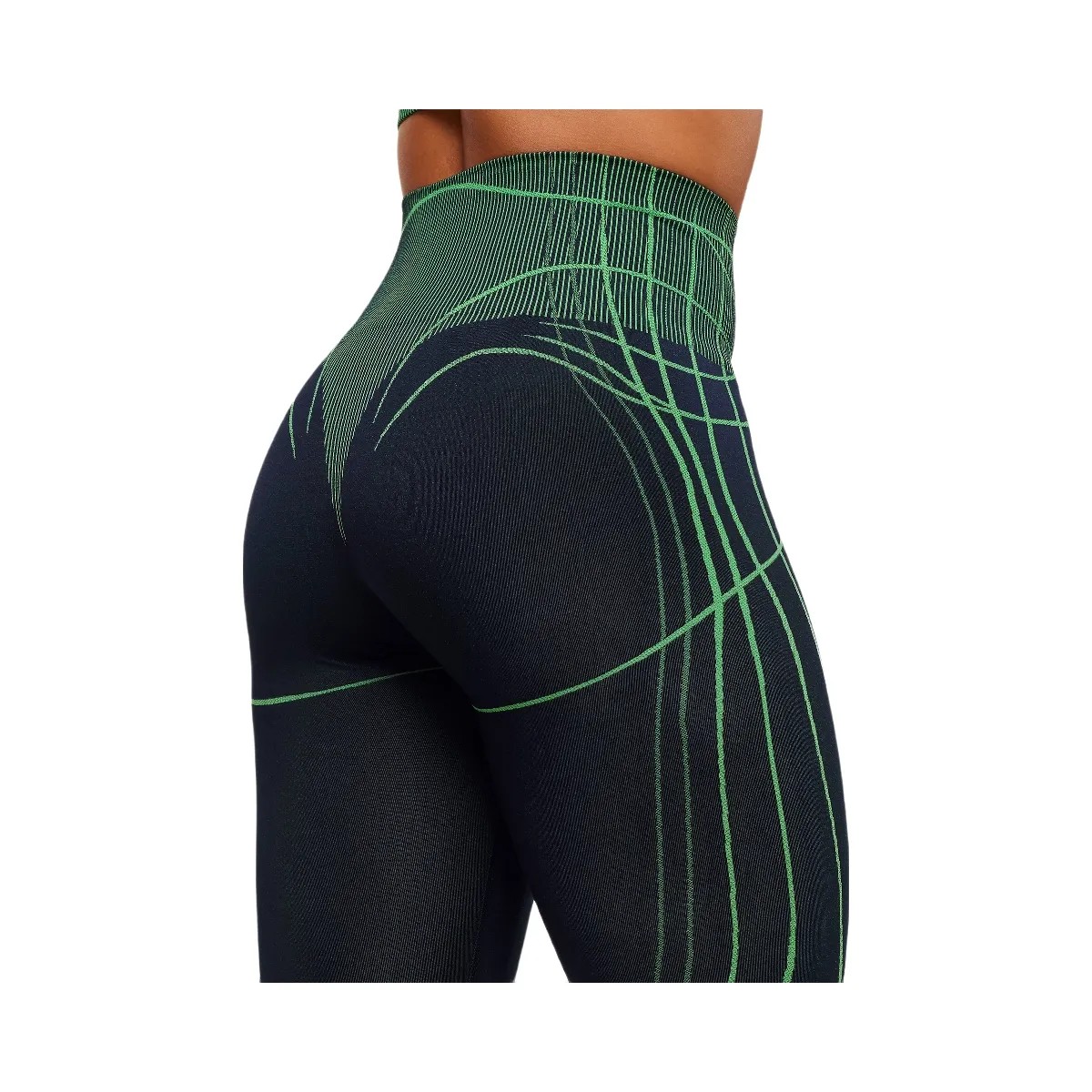 Gymshark Apex Seamless Leggings - Heavy Blue/Active Green - HypeFly India View 6