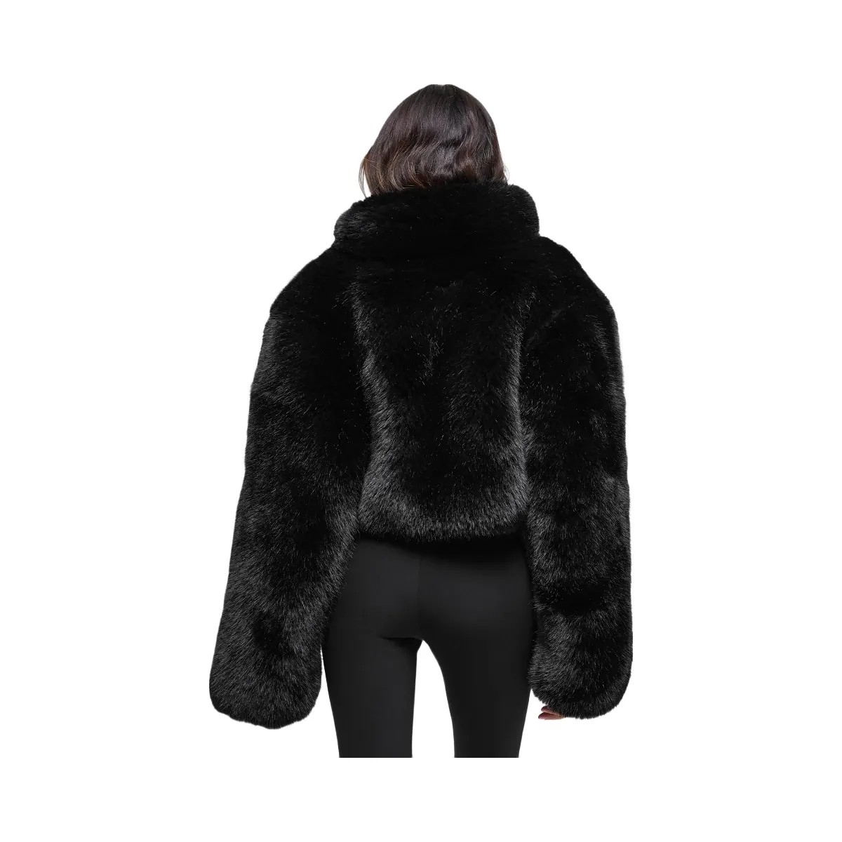 Alo Women's Opulent Faux Fur Cropped Jacket - Black - HypeFly India View 4