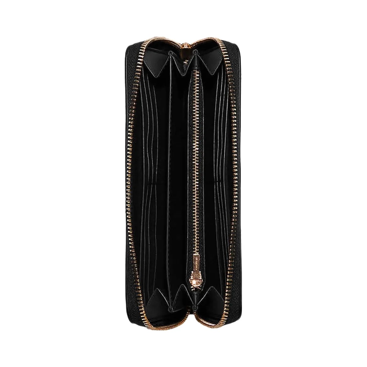 Coach Long Zip Around Wallet Pebbled Leather-Gold-Black - HypeFly India View 1