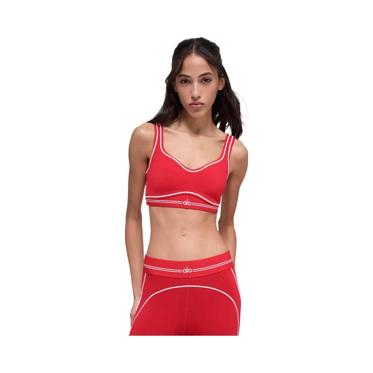 Alo Women's Airbrush Heart Throb Bra - Bright Red/White - HypeFly India View 1