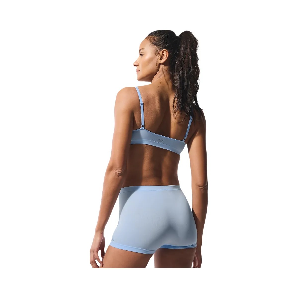 Alo Women's Sheer Glow Boyshort - Seashell Blue - HypeFly India View 3
