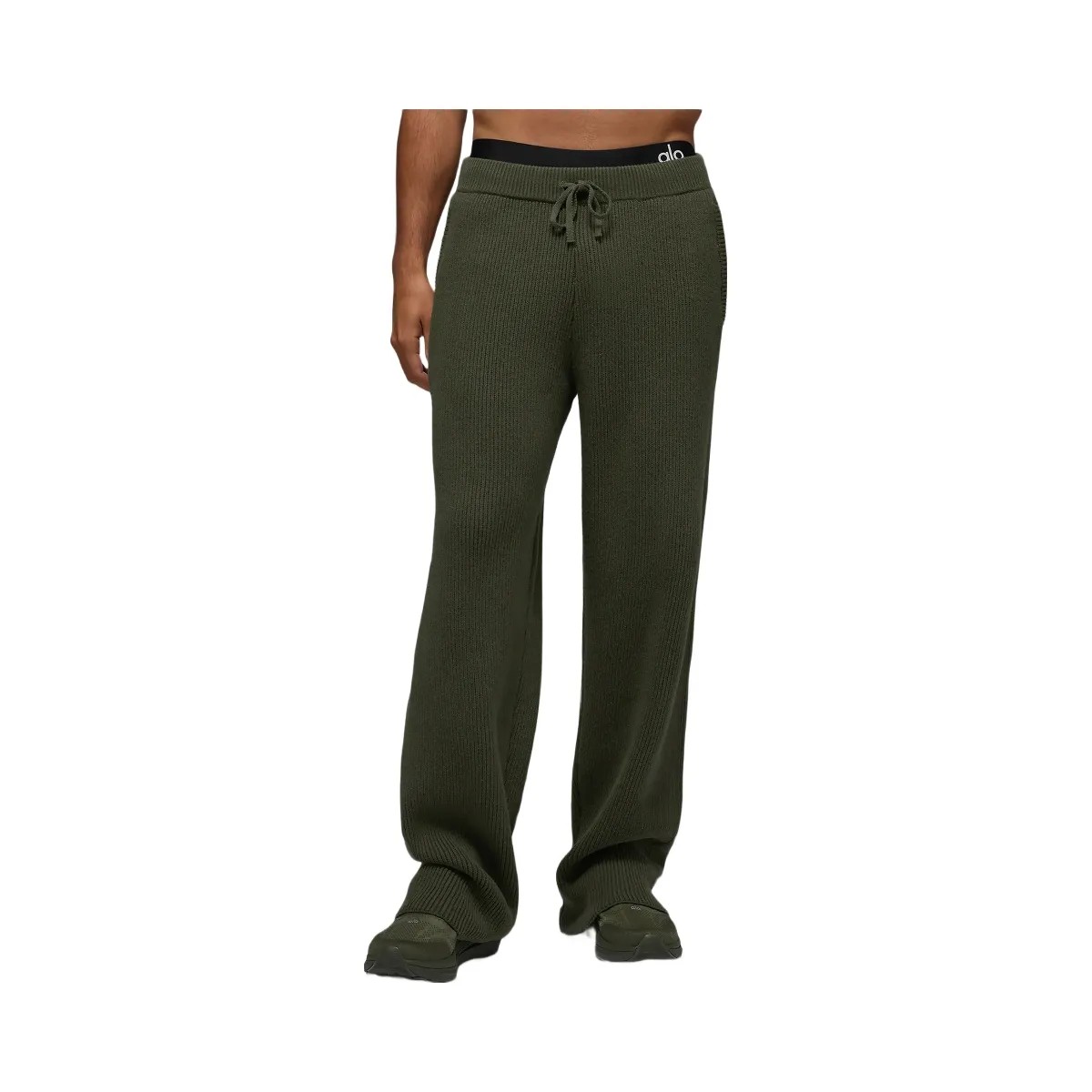 Alo Men's Domain Rib Knit Sweatpant - Green Olive - HypeFly India View 1