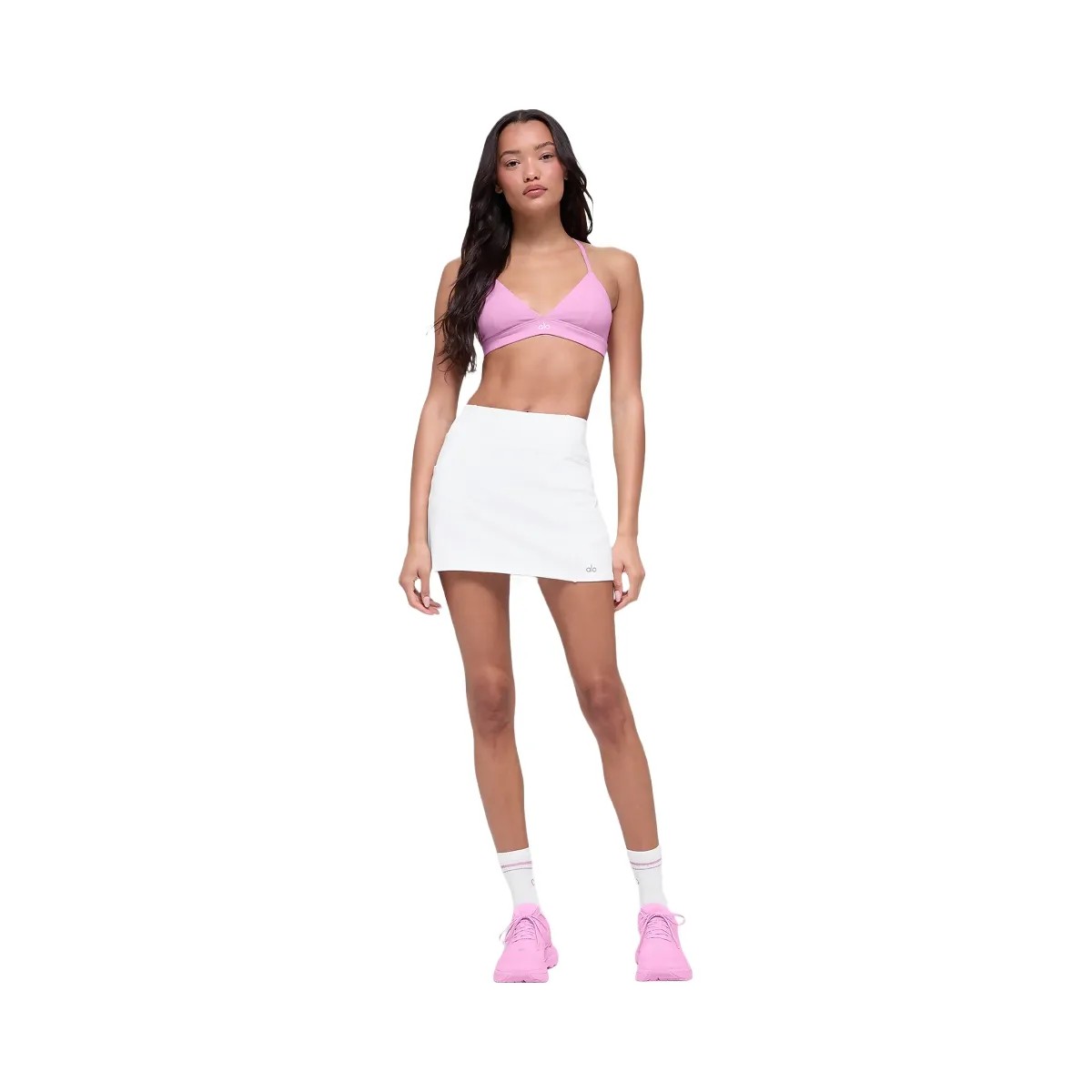 Alo Women's Airbrush High-Waist Good Form Tennis Skirt - White - HypeFly India View 1