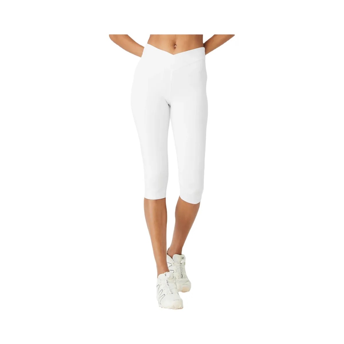 Alo Women's Airbrush V-Cut Define Capri - White - HypeFly India View 4