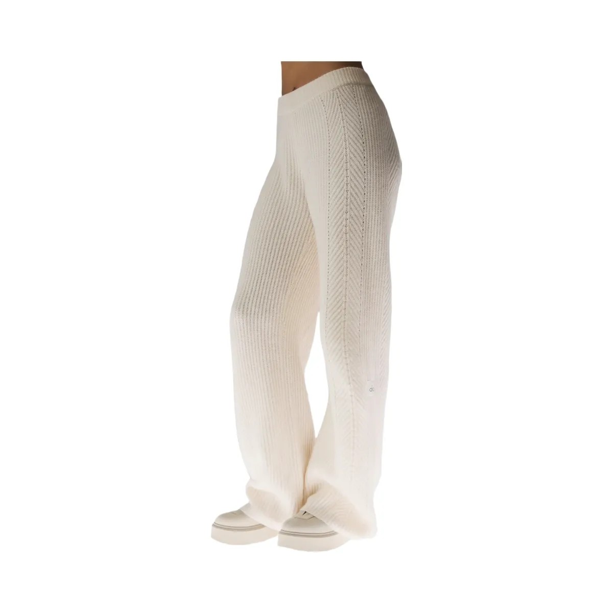 Alo Women's Winter Magic Cashmere Wide Leg Pant - Ivory - HypeFly India View 2