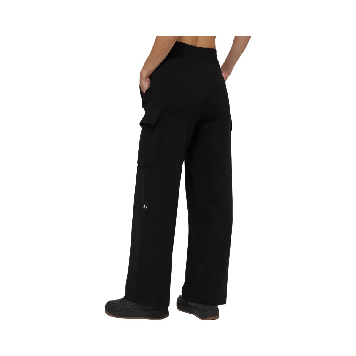 Alo Women's Scholar Knit High-Waist Cargo Pant - Black - HypeFly India View 3