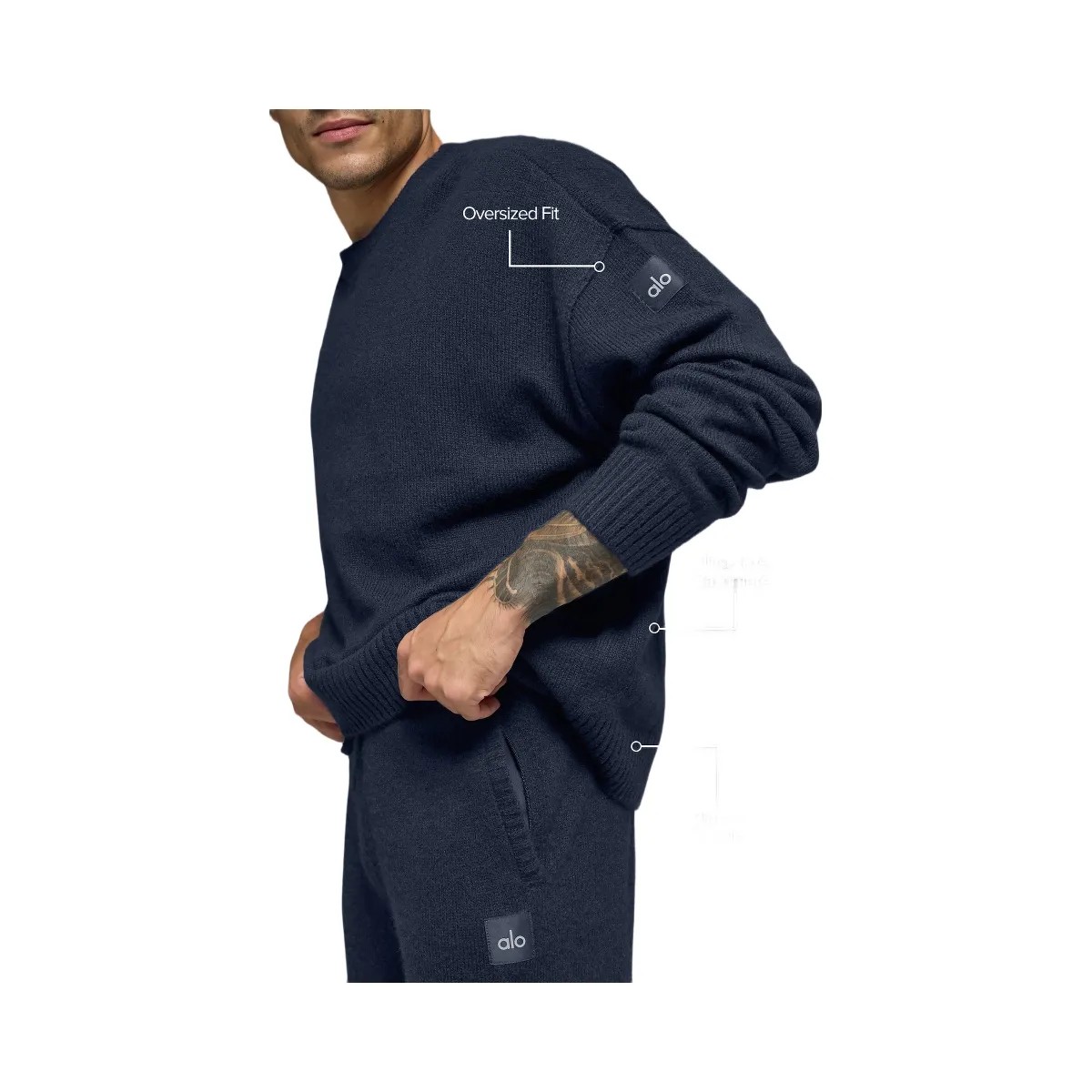 Alo Men's Unisex Wool Cashmere New Class Crewneck Sweater - Navy - HypeFly India View 2