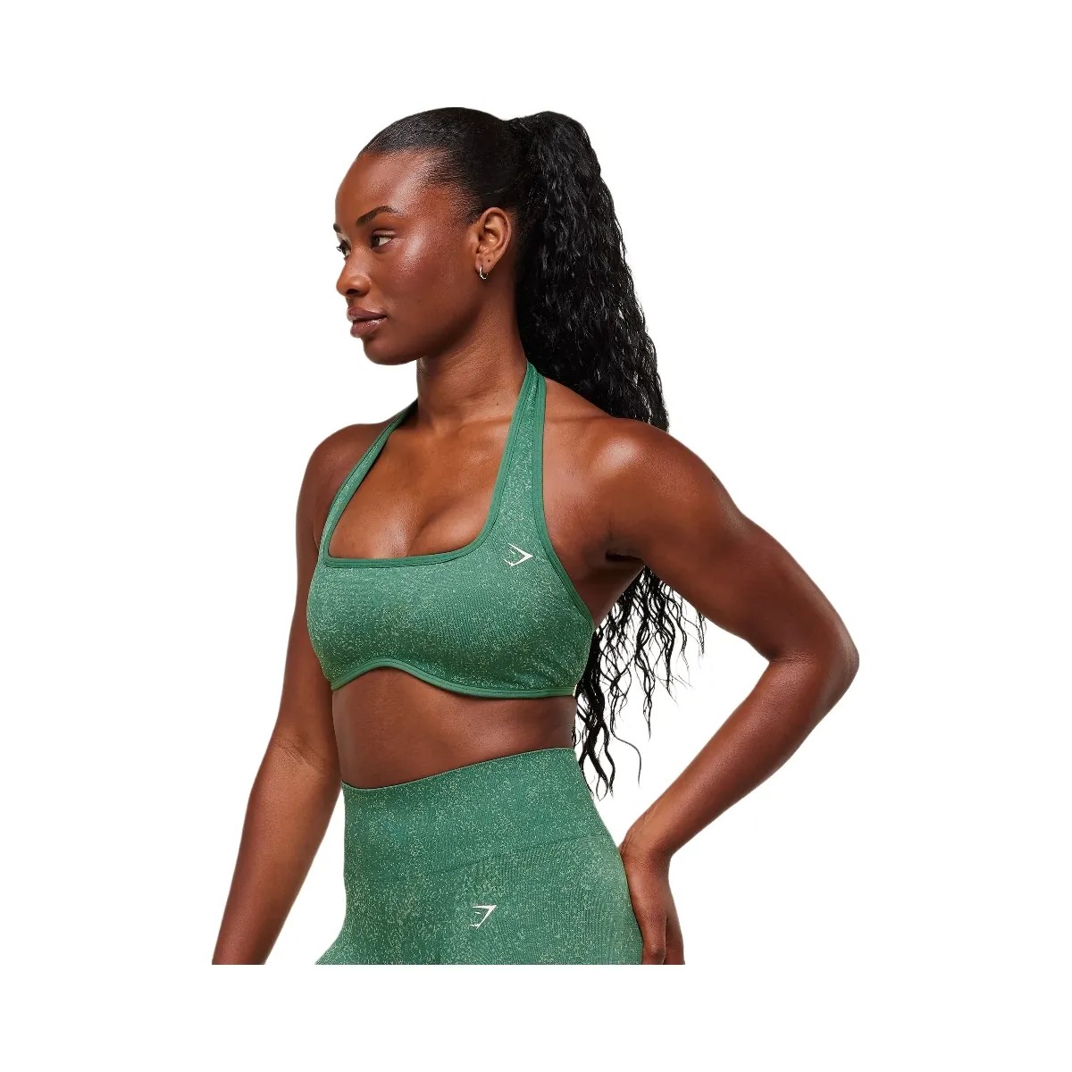 Gymshark Adapt Fleck x Whitney Halterneck Sports Bra - Lift Green/Clay Green - HypeFly India View 3