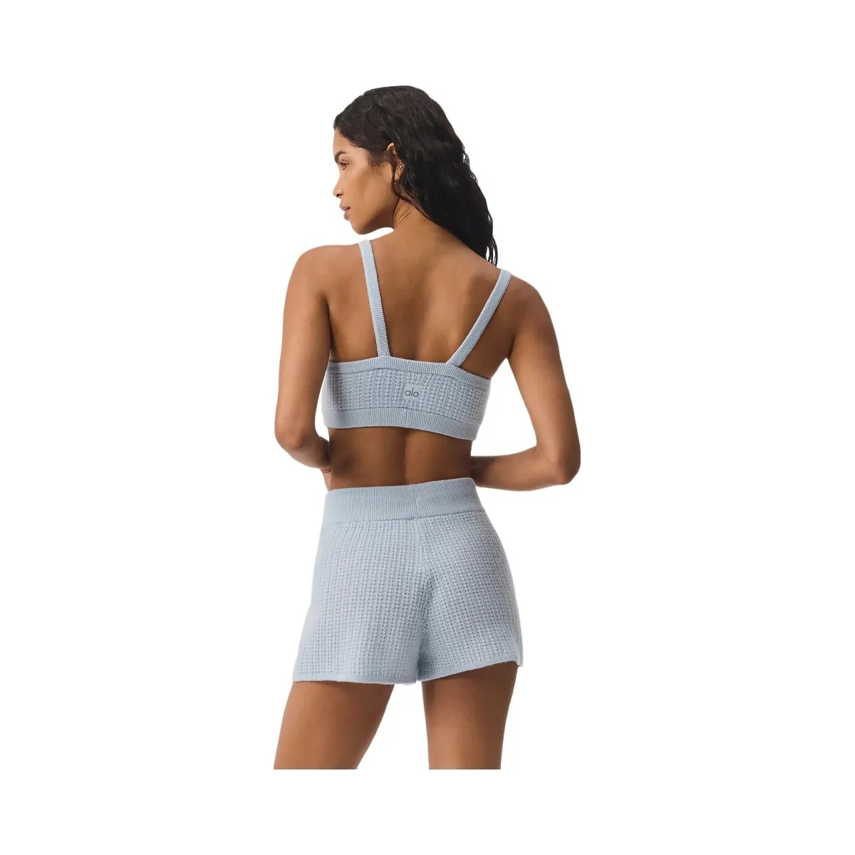 Alo Women's Cashmere Plush Waffle V-Neck Bra - Crystal Blue - HypeFly India View 2