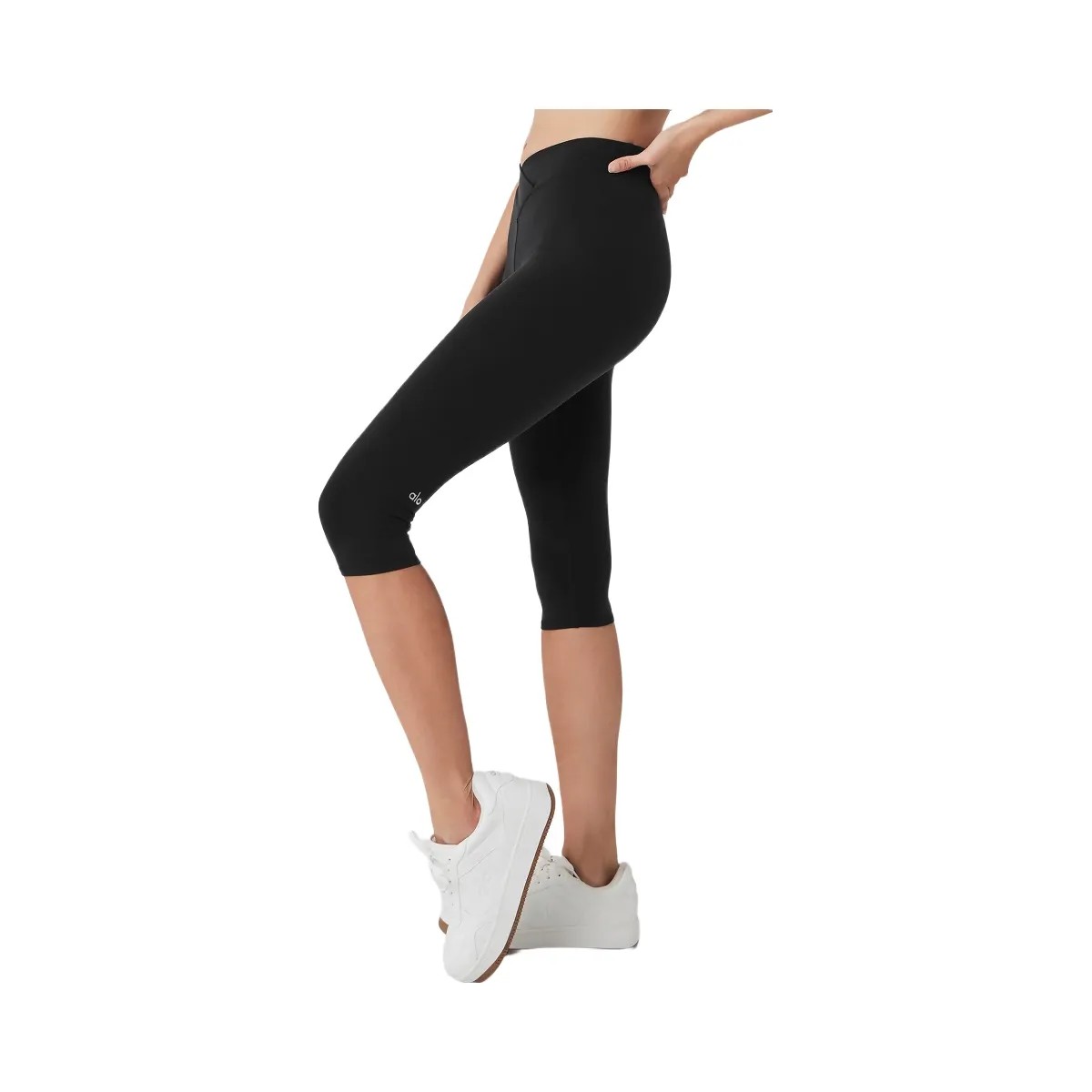 Alo Women's Airbrush V-Cut Define Capri - Black - HypeFly India View 1