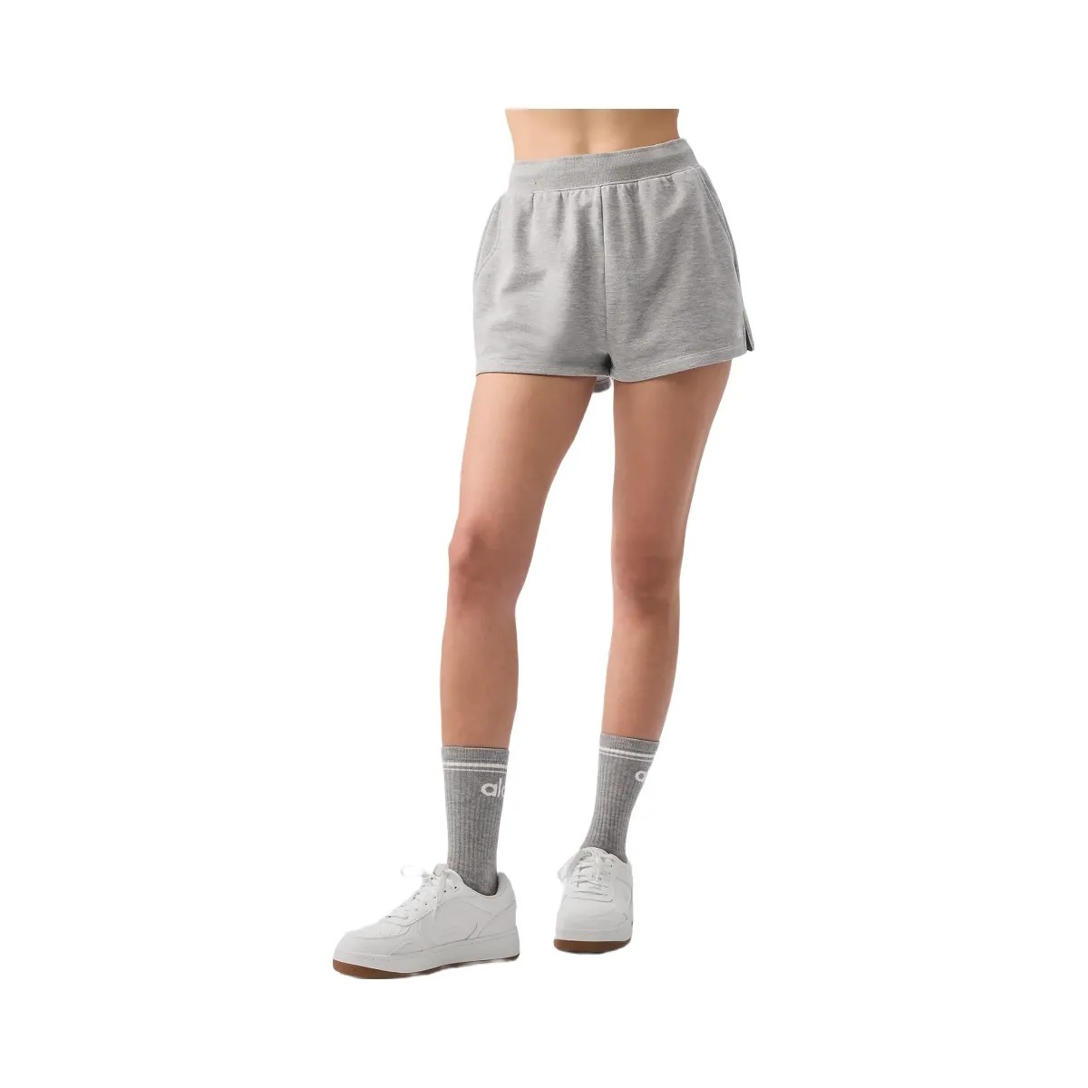 Alo Women's Low Key Sweat Short - Athletic Heather Grey - HypeFly India View 1