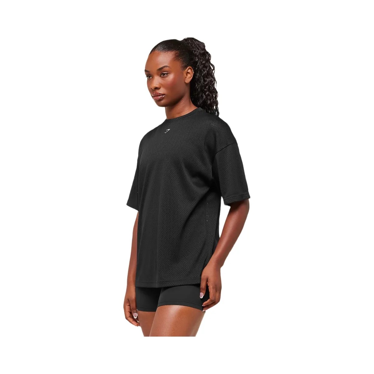 Gymshark Lifting Mesh Oversized Tee - Black - HypeFly India View 3