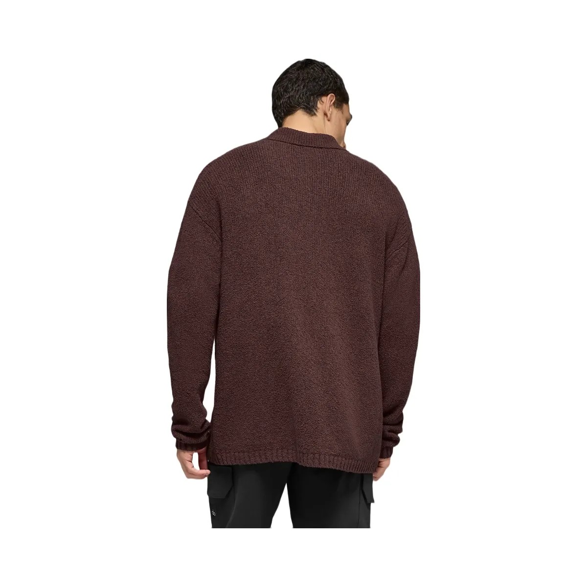 Alo Men's Textured Knit Long Sleeve Polo - Brownstone - HypeFly India View 3