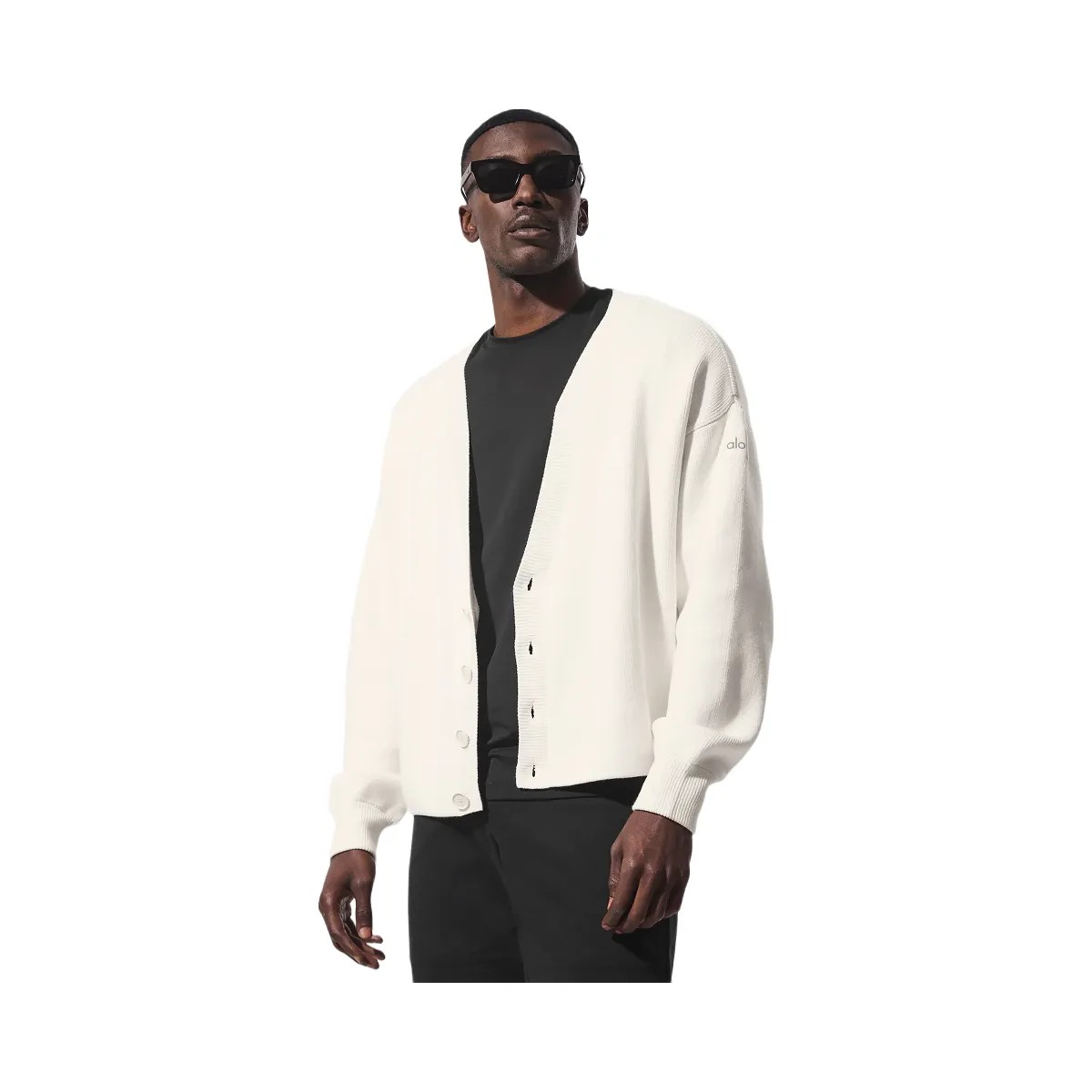 Alo Men's Scholar Cardigan Sweater - Ivory - HypeFly India View 1
