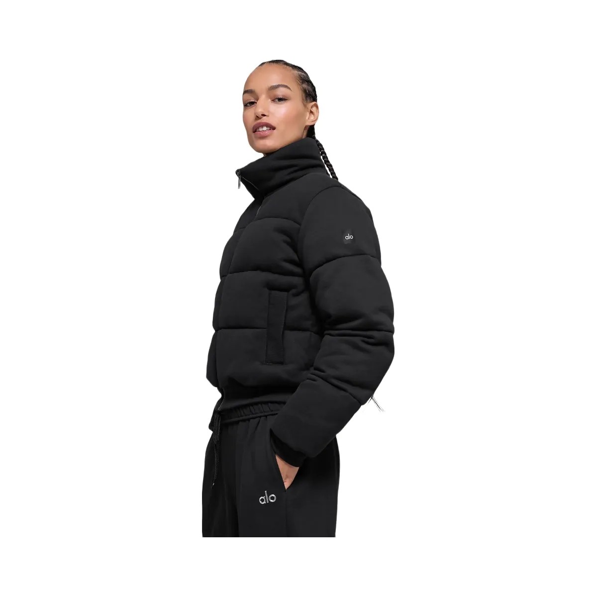 Alo Women's Sweatshirt Puffer - Black - HypeFly India View 1