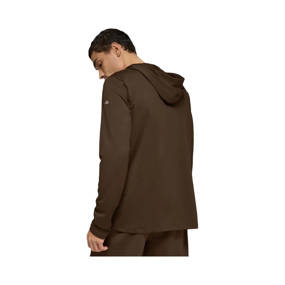 Alo Men's Conquer Reform Long Sleeve With Hood - Espresso - HypeFly India View 3