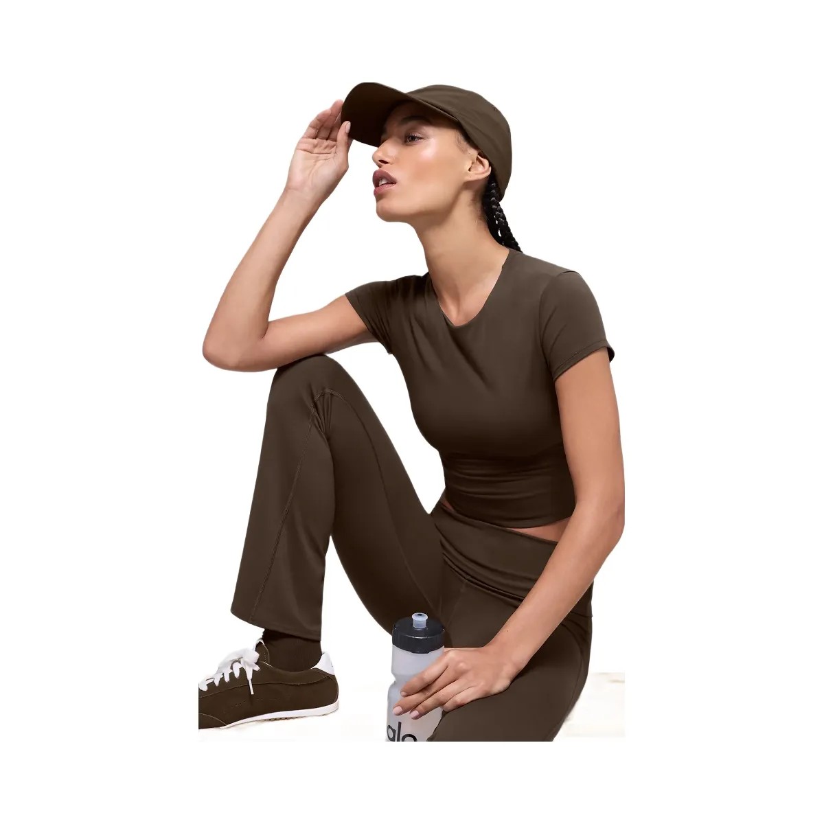 Alo Women's ALO Softsculpt 7/8 Foldover Flare Legging - Espresso - HypeFly India View 5