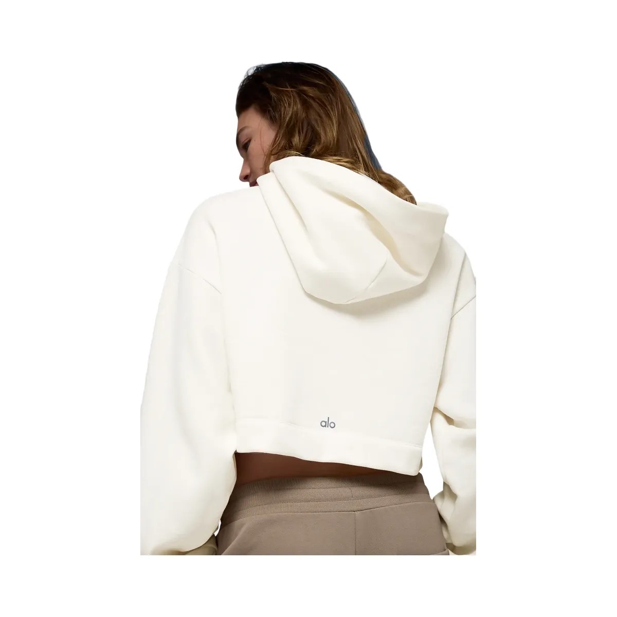 Alo Women's Bae Hoodie - Ivory - HypeFly India View 3