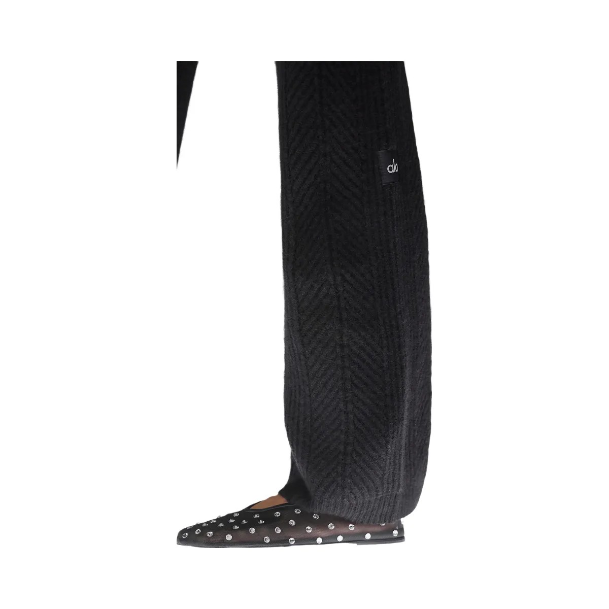 Alo Women's Winter Magic Cashmere Wide Leg Pant - Black - HypeFly India View 4
