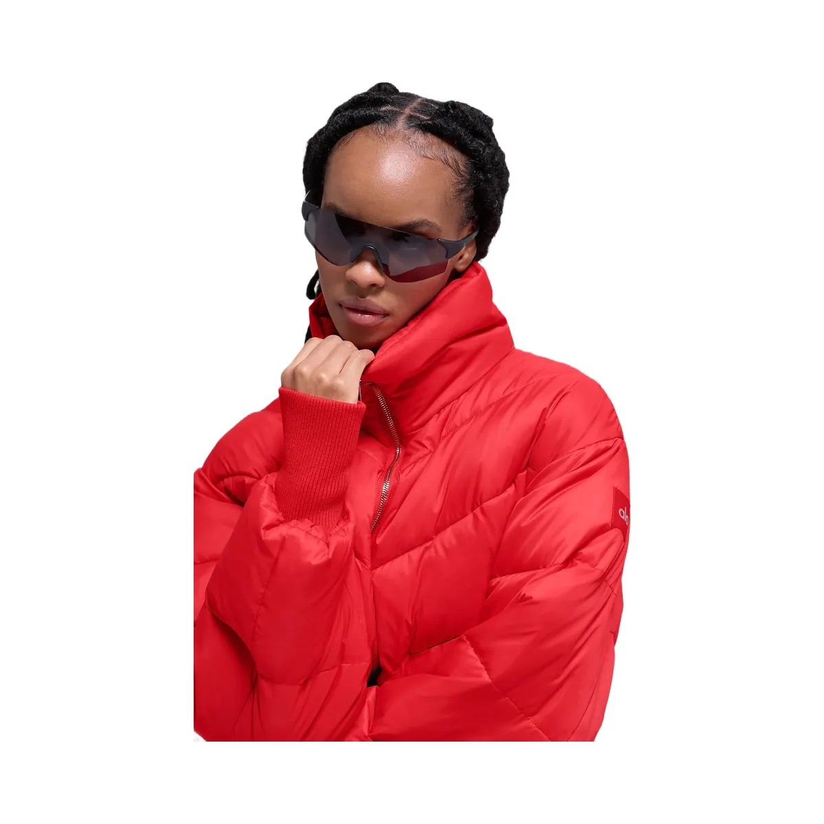 Alo Women's Cropped Atmosphere Puffer - Bright Red - HypeFly India View 2