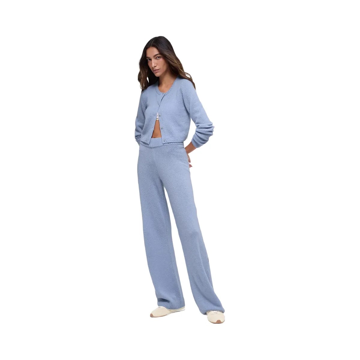 Alo Women's Wool Cashmere High-Waist New Class Wide Leg Pant - Winter Frost - HypeFly India View 5