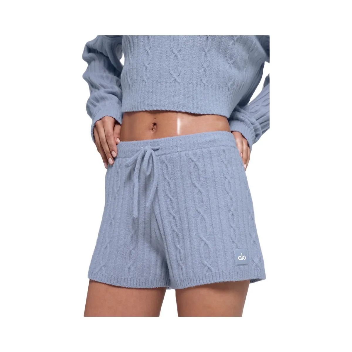 Alo Women's Cable Knit Winter Bliss Short - Winter Frost - HypeFly India View 2
