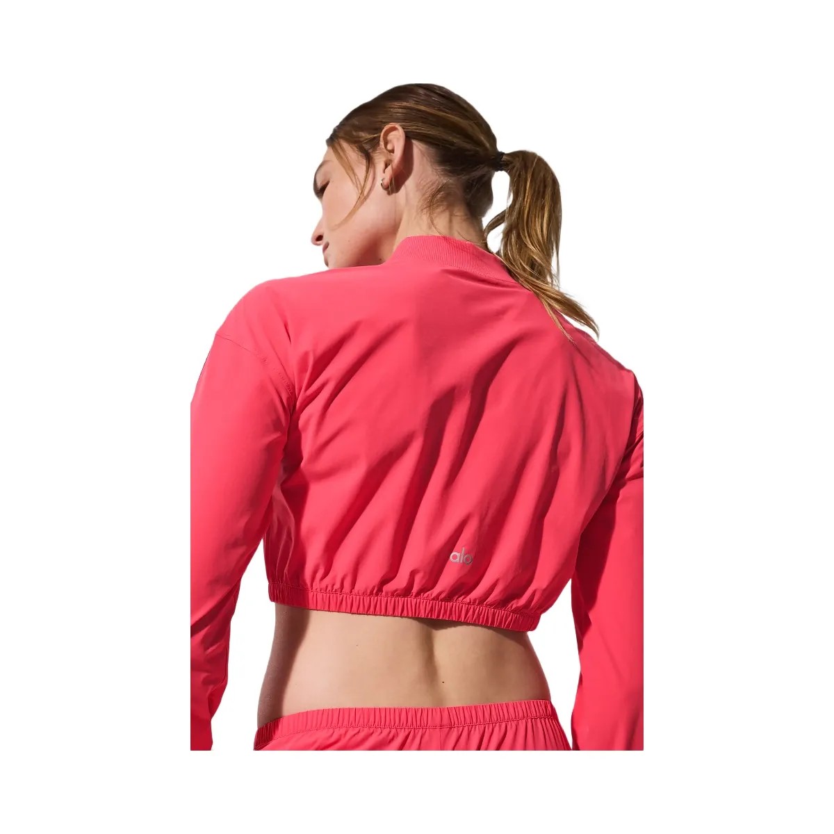 Alo Women's Cropped Breezy Full-Zip Cover Up - Candy Red - HypeFly India View 4