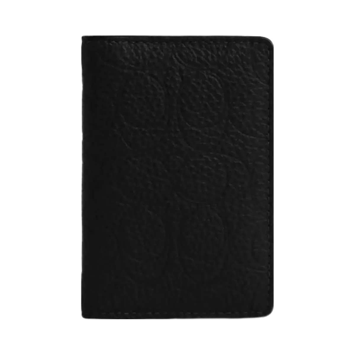Coach Id Card Wallet In Signature Leather Pebbled Leather-Black - HypeFly India View 2