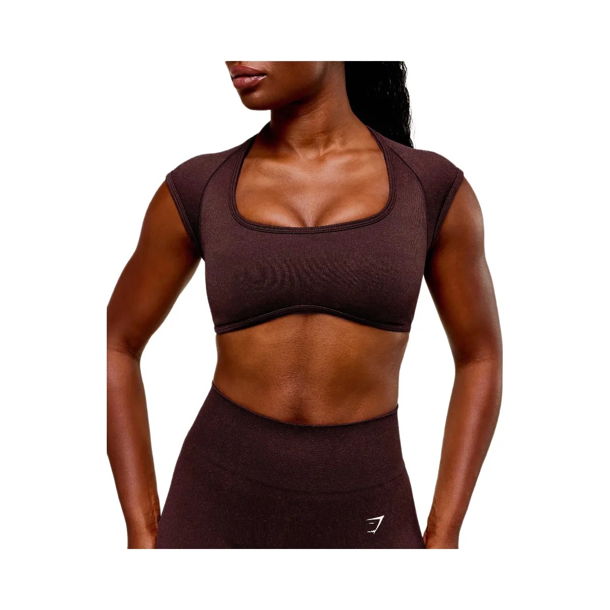 Gymshark Adapt Fleck x Whitney Short Sleeve Crop Top - Cherry Purple/Rich Maroon - HypeFly India View 5