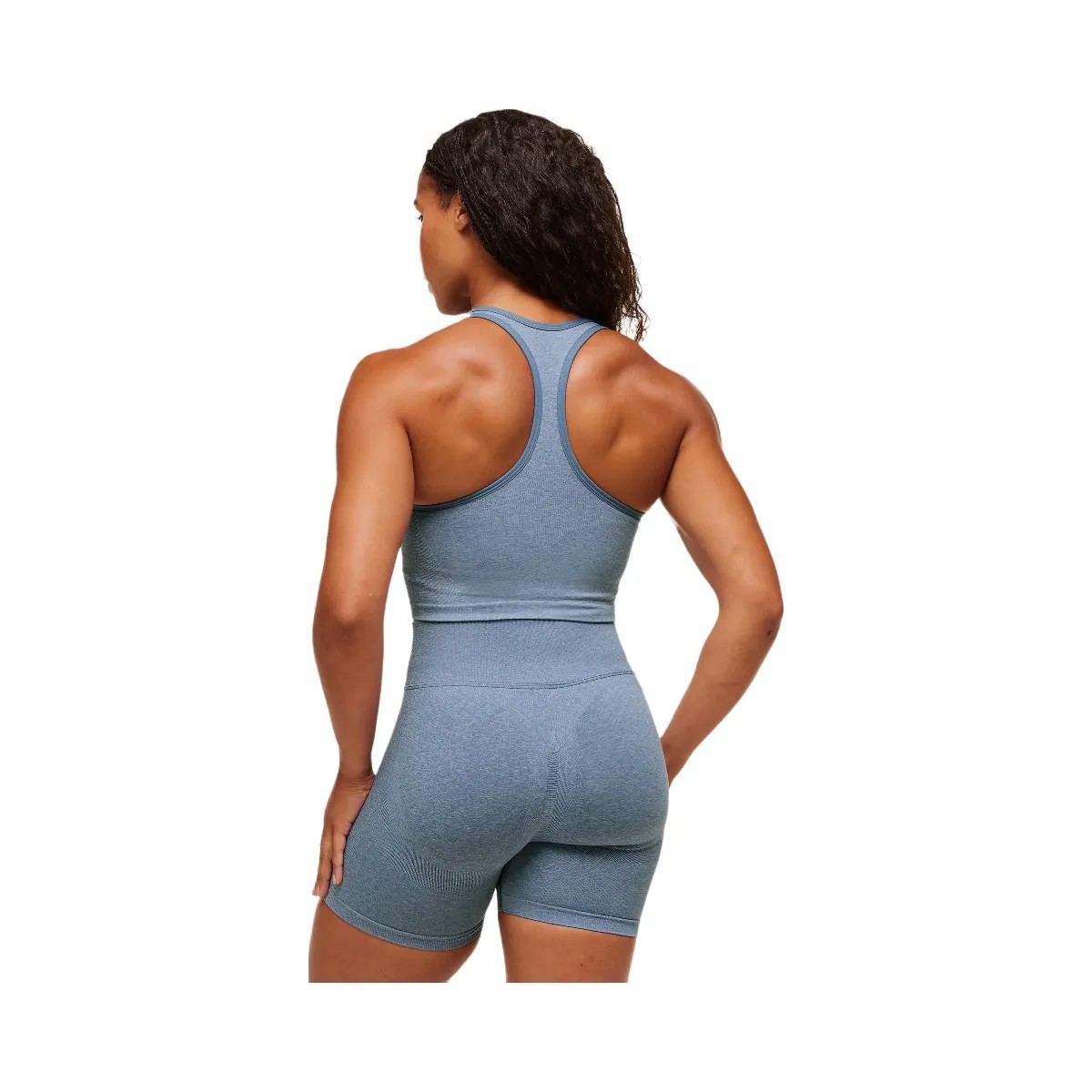 Gymshark Lift Seamless Shelf Midi Tank - Worn Blue/Peri Blue Marl - HypeFly India View 2