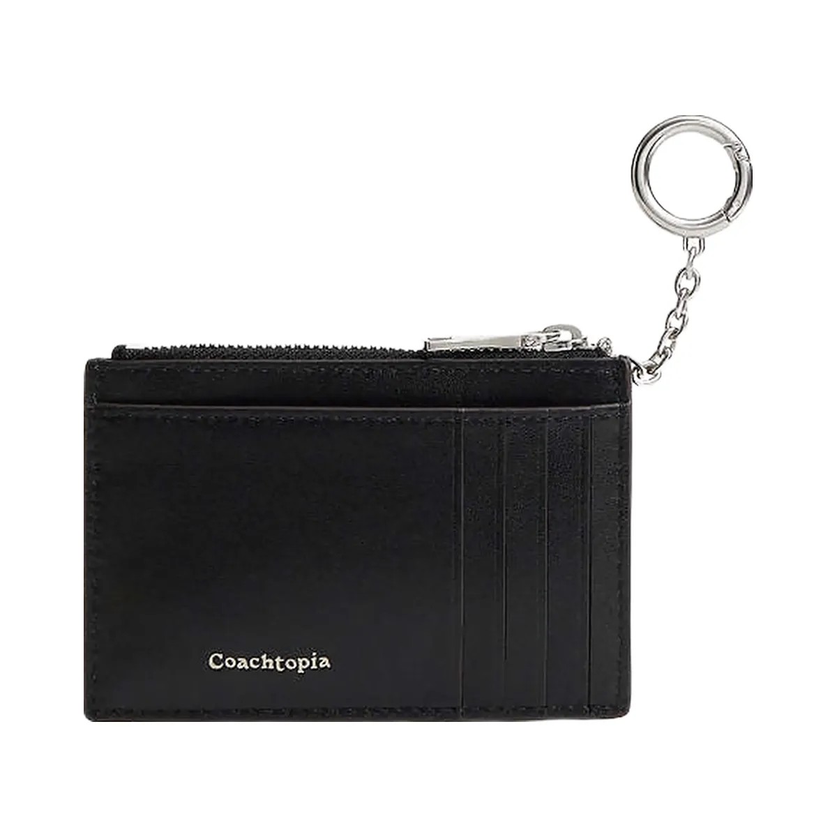 Coach Zip Card Case With Key Ring In Checkerboard Upcrafted Leather Black-Chalk - HypeFly India View 3